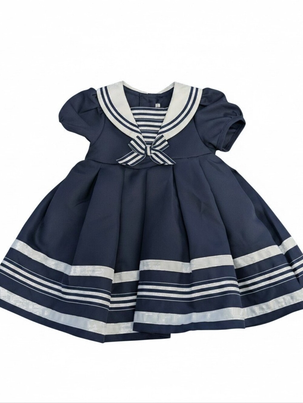 Rare Editions Nautical Sailor Dress & Matching Bonnet Hat Set 18M Navy White